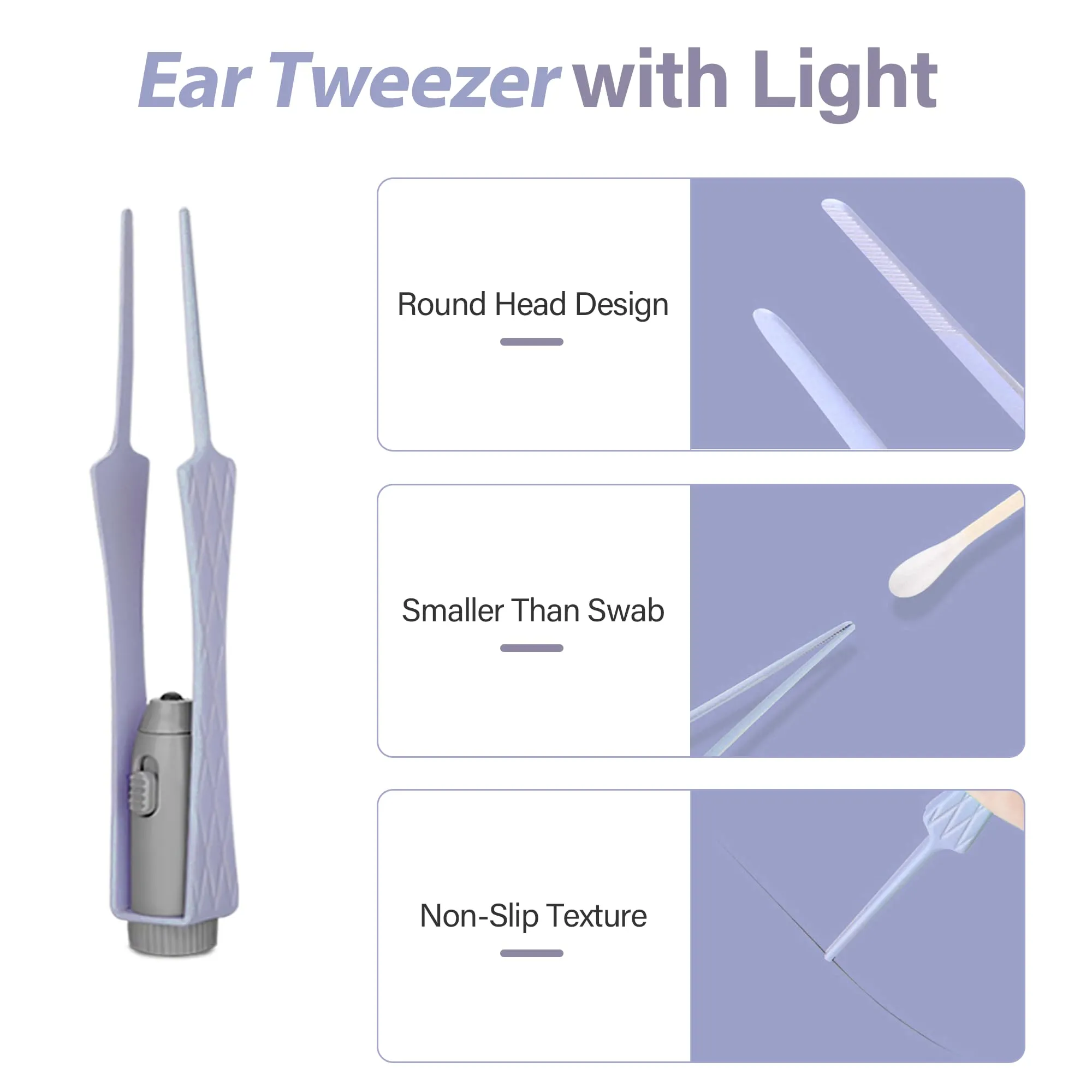 15 Pack Ear Wax Removal Tool Kit with Light - LED Ear Cleaning Kit, Ear Wax Removal for Kids and Adults, Ear Cleaning Tool, Ear Picker Spoon & Ear Tweezers & Spiral Spring Ear Spoon (Purple)