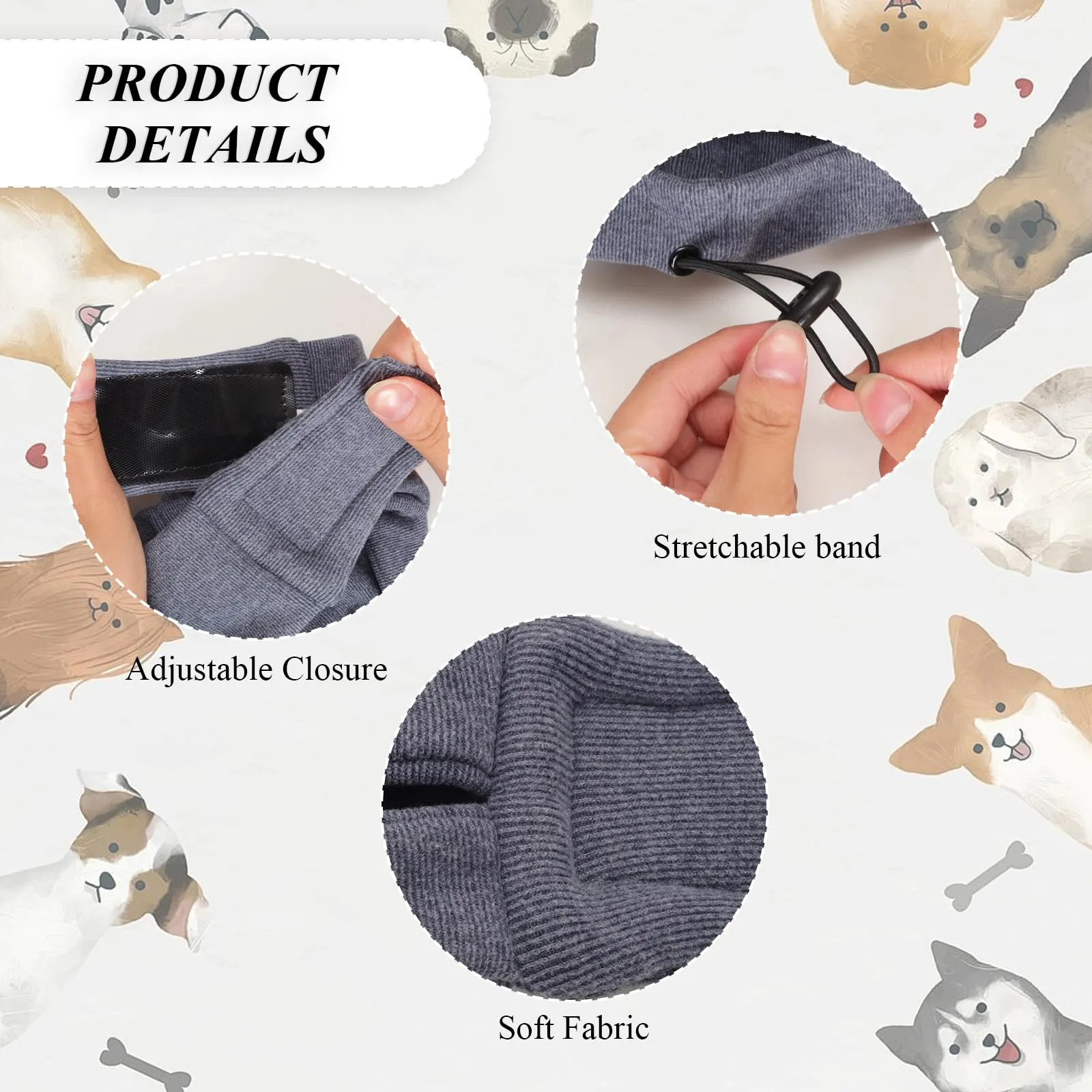 1Pcs Dog Ear Muffs Noise Protection Dog Calming Hoodie No Shake Ear Wrap Dog Ear Covers for Blow Drying Anxiety Relief Calming Dog Hematoma Ear Wrap Happy Hoodie for Dogs Dog Ear Cover for Bath Small