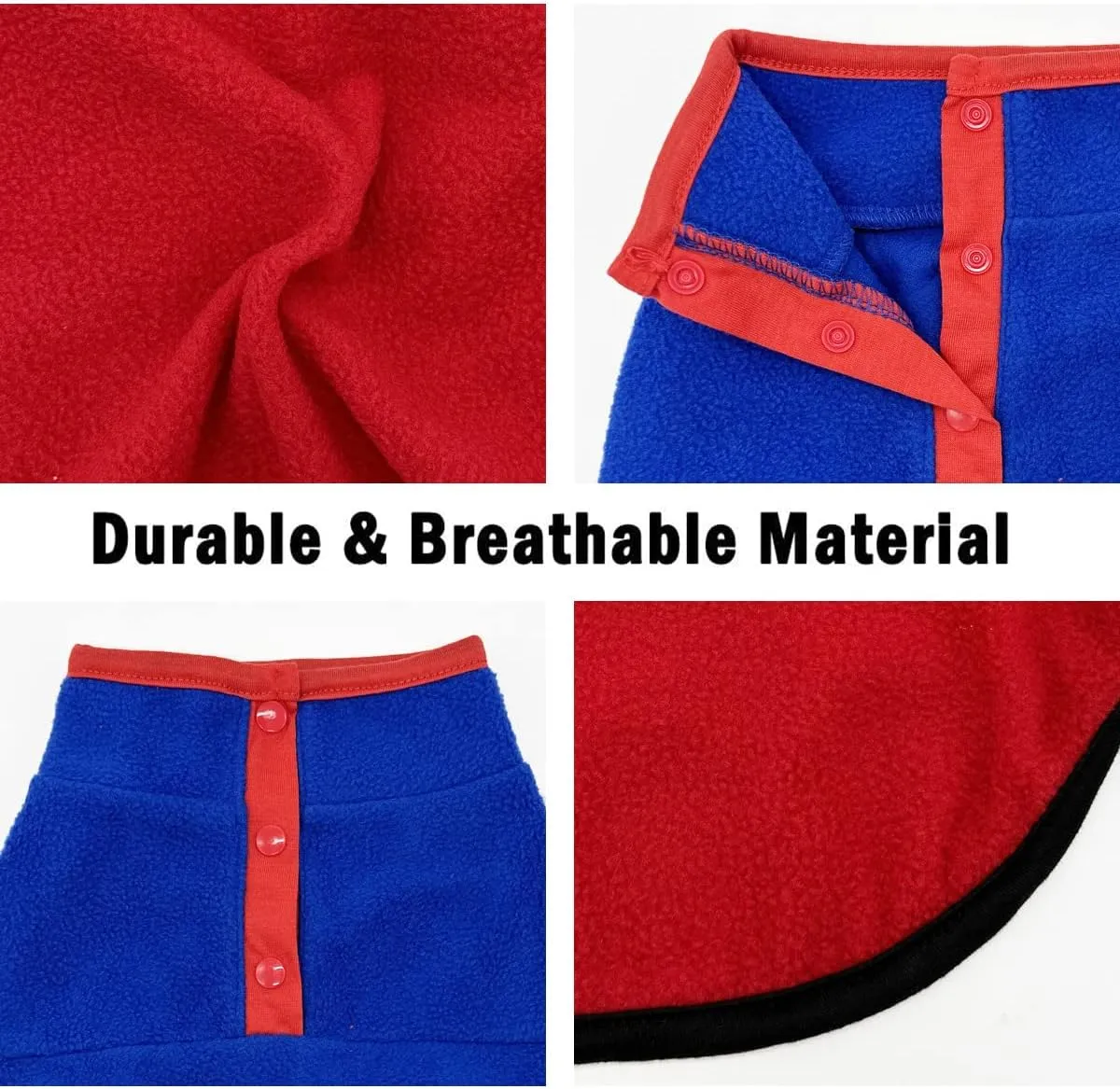 2 Pack Dog Sweater, Warm Puppy Jacket, Autumn Winter Coat, Pet Stretch Fleece Apparel with Buttons for Small Medium Dogs Cats (Red Blue, Small)