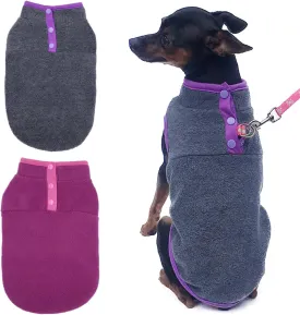 2 Pack Dog Vest Sweaters, Winter Warm Puppy Jacket, Fleece Coat Clothes, Pet Stretch Apparel with Buttons for Small Dogs Cats (Small)