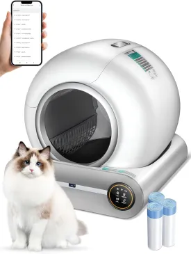 (2024) DuckSky Self Cleaning Cat Litter Box, Upgraded 65L 9L Extra Large Automatic Litter Box for Multiple Cats, Features Negative ion Sterilization and Deodorization, APP Control, Health Monitor