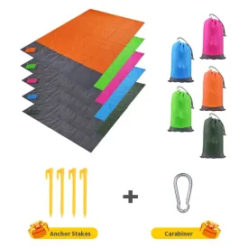 2x2.1m Waterproof Pocket Beach Blanket - Portable, Lightweight, Folding Camping Mat for Outdoor Picnic and Sand Beach