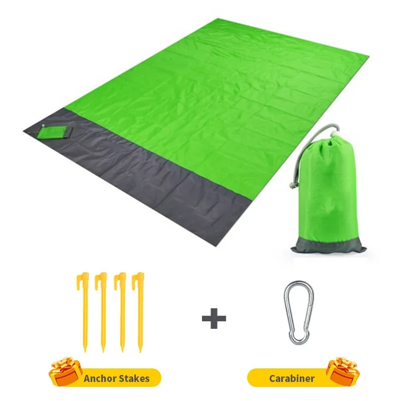2x2.1m Waterproof Pocket Beach Blanket - Portable, Lightweight, Folding Camping Mat for Outdoor Picnic and Sand Beach