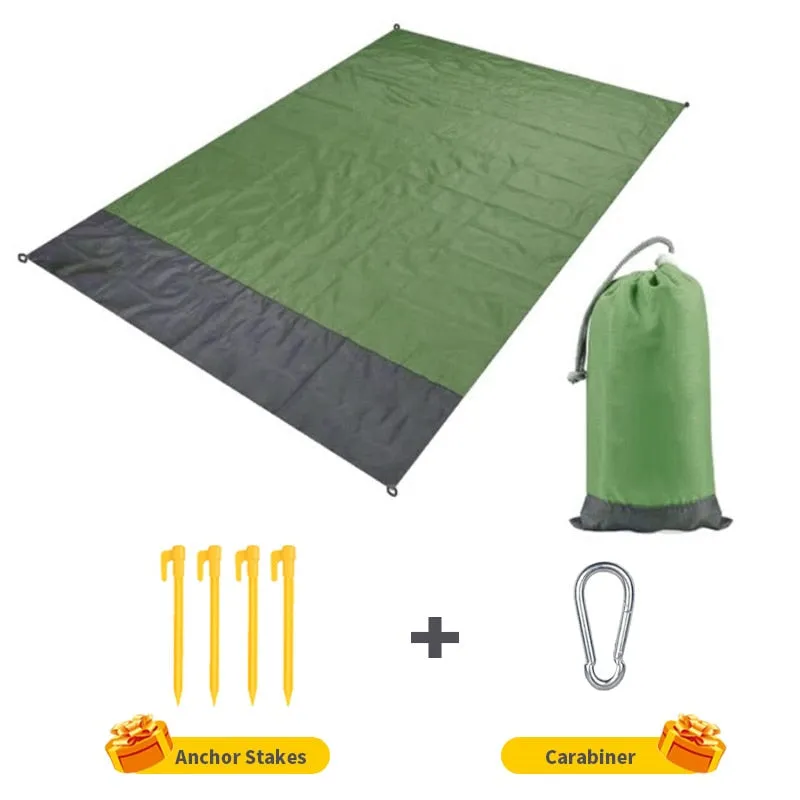 2x2.1m Waterproof Pocket Beach Blanket - Portable, Lightweight, Folding Camping Mat for Outdoor Picnic and Sand Beach
