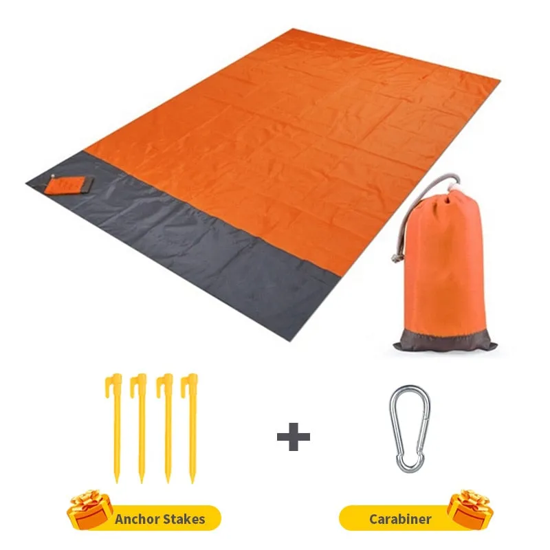 2x2.1m Waterproof Pocket Beach Blanket - Portable, Lightweight, Folding Camping Mat for Outdoor Picnic and Sand Beach