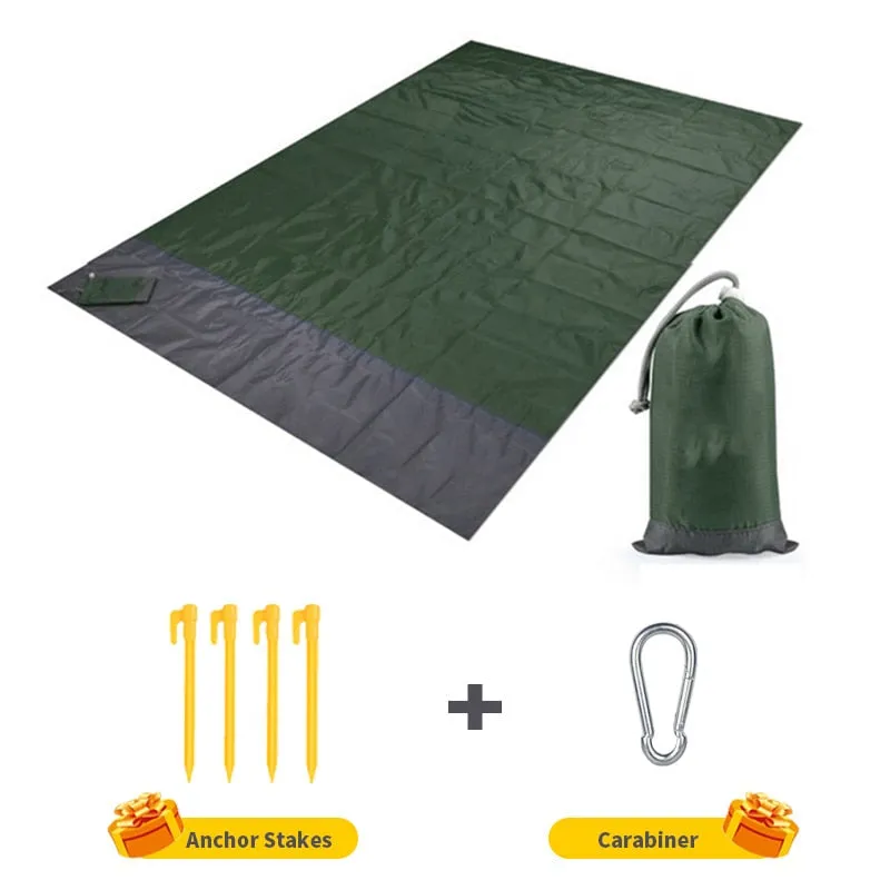 2x2.1m Waterproof Pocket Beach Blanket - Portable, Lightweight, Folding Camping Mat for Outdoor Picnic and Sand Beach