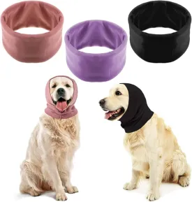 3PCS Quiet Ears for Dogs Dog Snoods Ear Muffs for Noise Pets Ear Covers Neck Warmer Anxiety Relief & Calming Dogs (Black Pink Purple) (S)