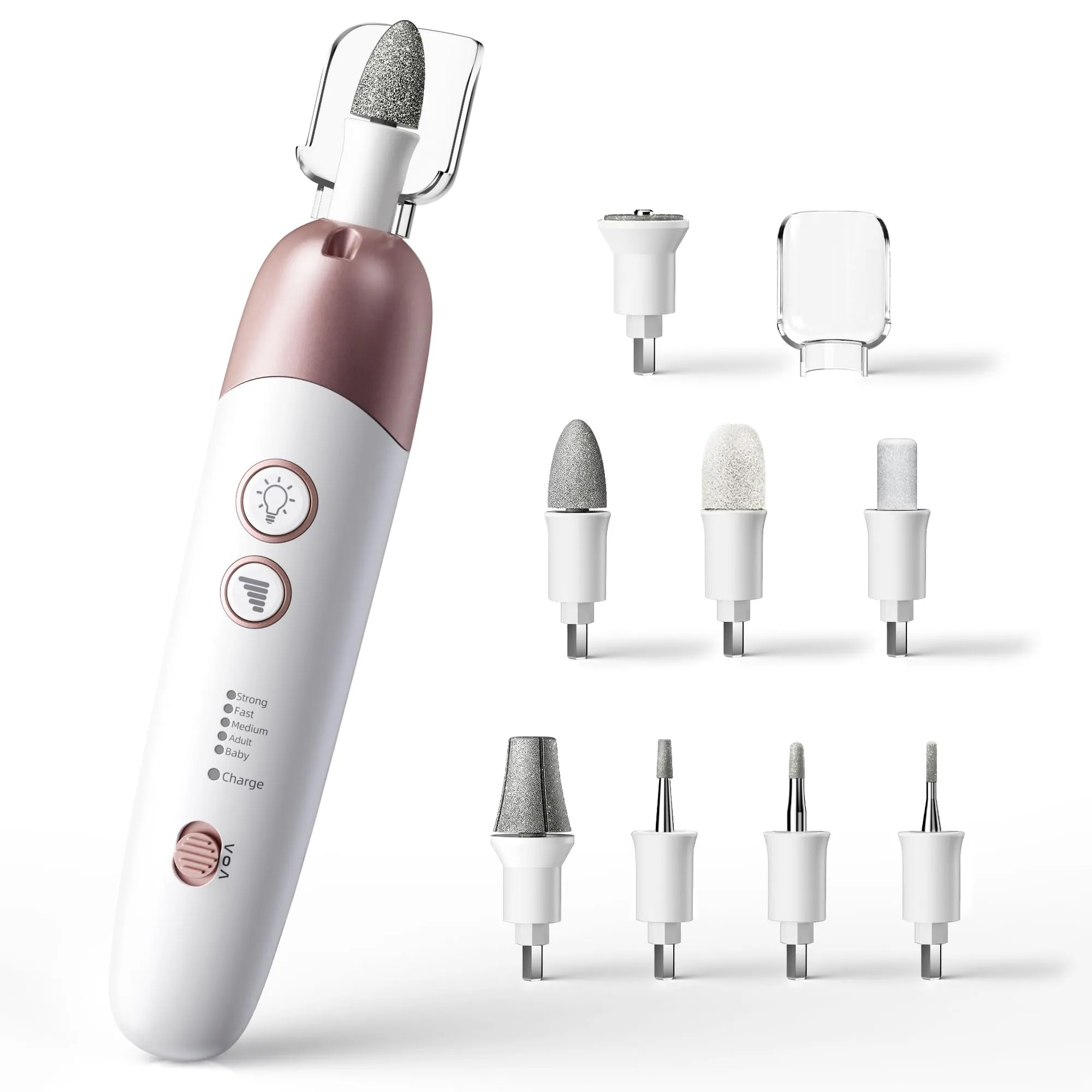 7d24hcare Cordless Electric Nail File Set, Portable Electric Nail Drill Machine,Professional Manicure Pedicure Kit, 5 Speeds Hand Foot Care Tool for Calluses, Thick Nails, Grind, Trim, Polish