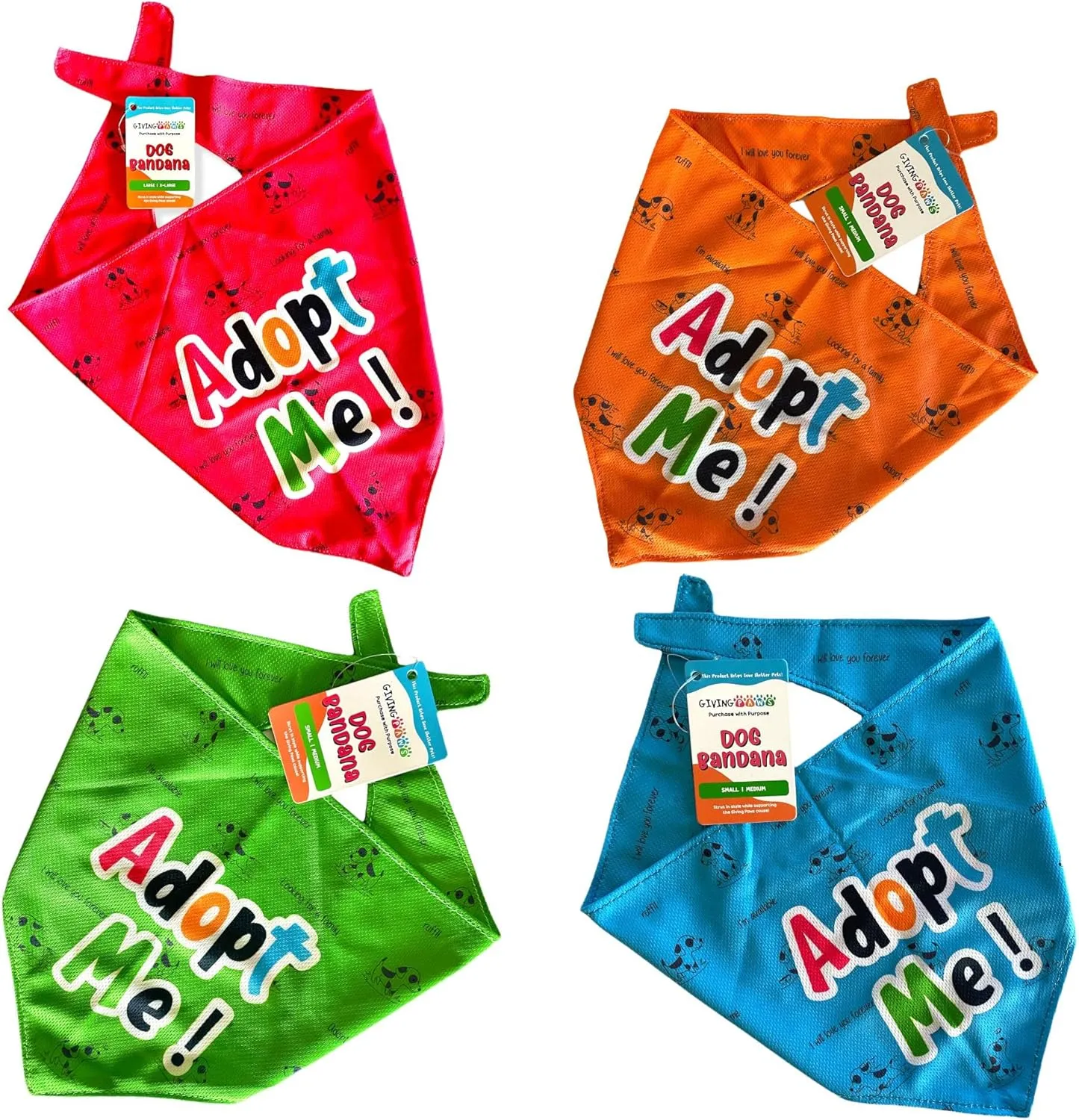 Adopt Me Dog Bandana - Puppy Bandanas with Sweet Sayings and Eye-Catching Solid Colors - Giving Back to Pets in Need - Green Bandanas for Dogs - Large/X-Large