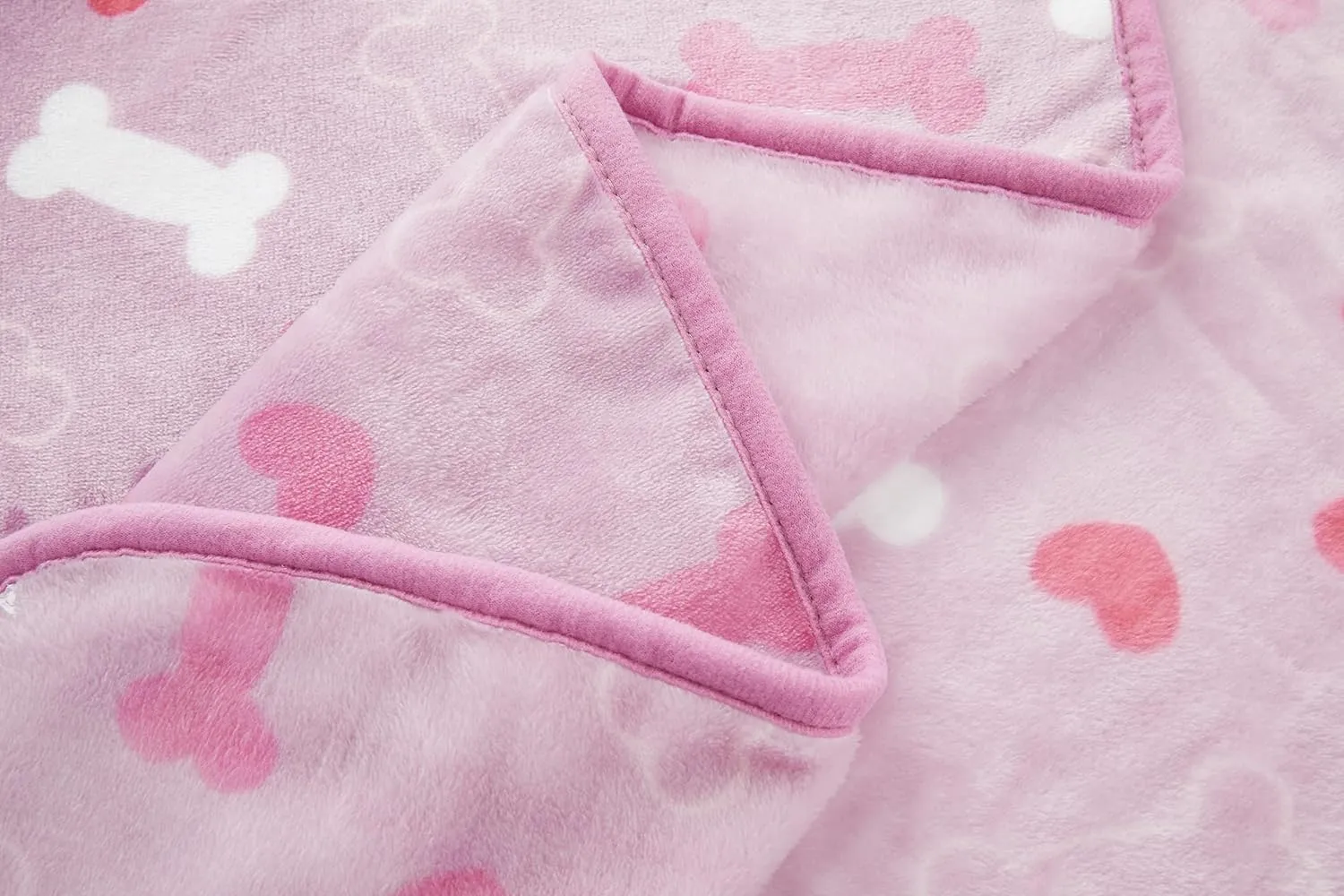 Allisandro Luxurious Dog Blanket, 350 GSM Super Fuzzy Microplush Fleece Pet Blankets for Small Medium Large Dogs and Cats, Pink Bone, 64  40 Inches