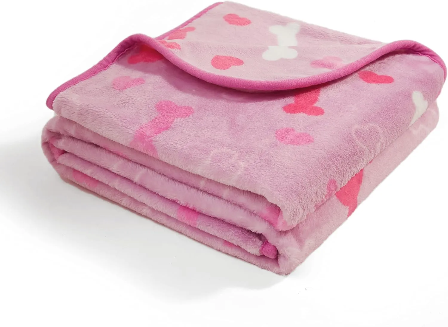 Allisandro Luxurious Dog Blanket, 350 GSM Super Fuzzy Microplush Fleece Pet Blankets for Small Medium Large Dogs and Cats, Pink Bone, 64  40 Inches