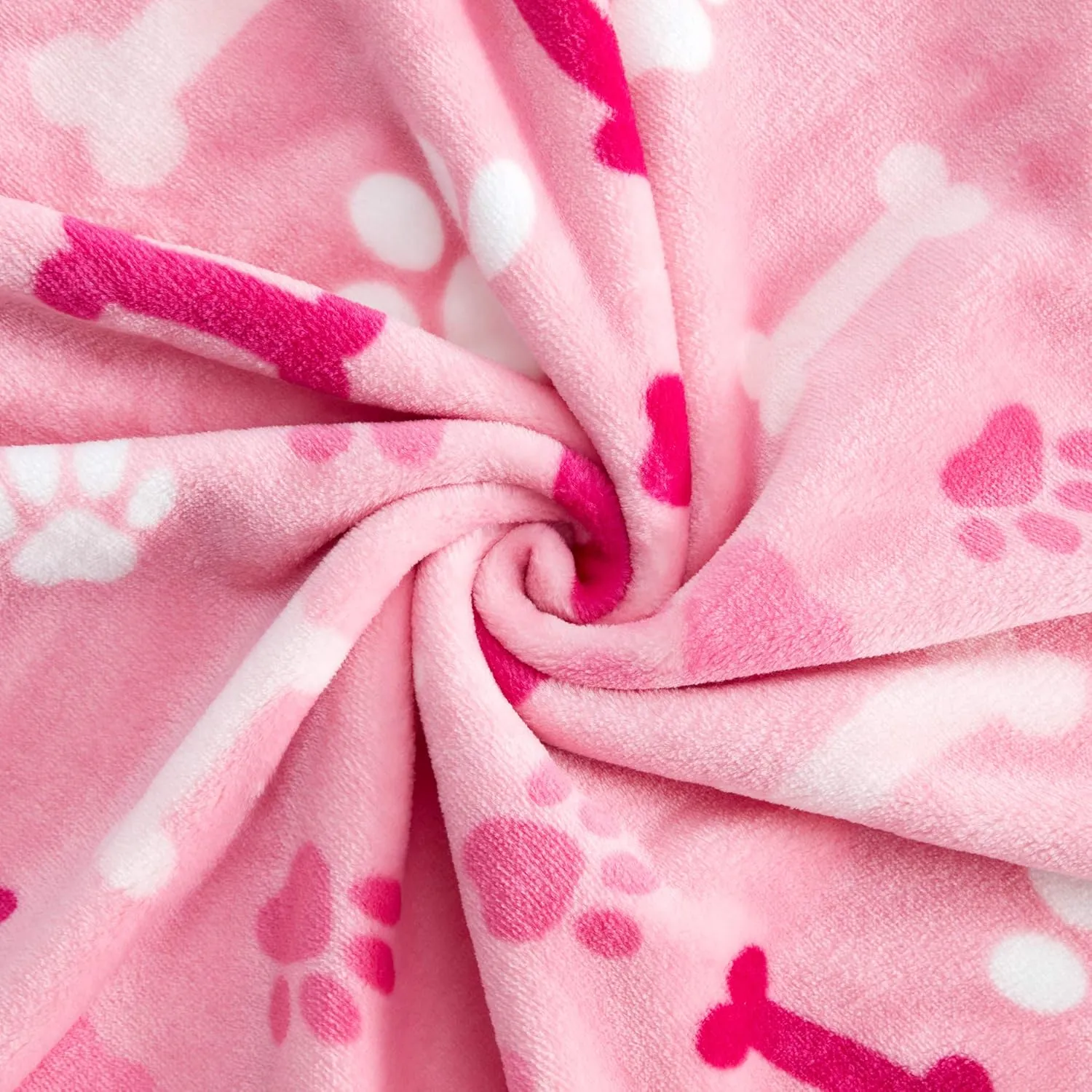 Allisandro Luxurious Dog Blanket, 350 GSM Super Fuzzy Microplush Fleece Pet Blankets for Small Medium Large Dogs and Cats, Pink Paw and Bone, 40" x 32"