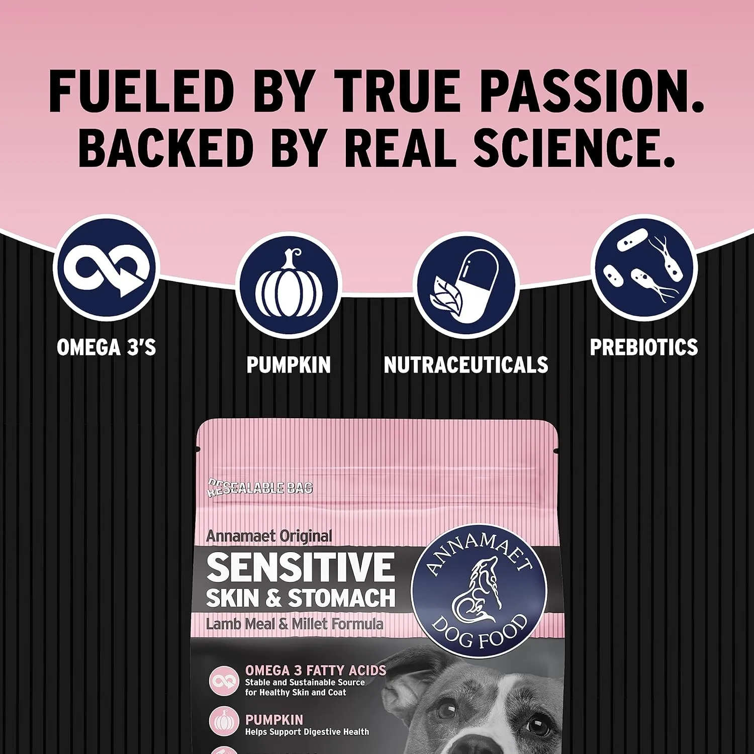 Annamaet Original Sensitive Skin & Stomach Dry Dog Food, (Lamb, Whitefish & Millet), 5-lb Bag