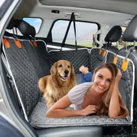 Back Seat Extender,Dog Car Seat Cover,Waterproof Pet Hammock Travel Bed,Durable Camping Air Mattress,Non Inflatable Car Bed Mattress Easy Clean for Car SUV Truck (Black)