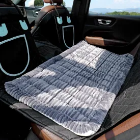 Back Seat Pet Bed Mat, Dog Car Bed for Large Dogs, Deluxe Plush Travel Beds with Anti-Slip Bottom, Custom Fit for Backseat Extenders and Seat Covers, Gray