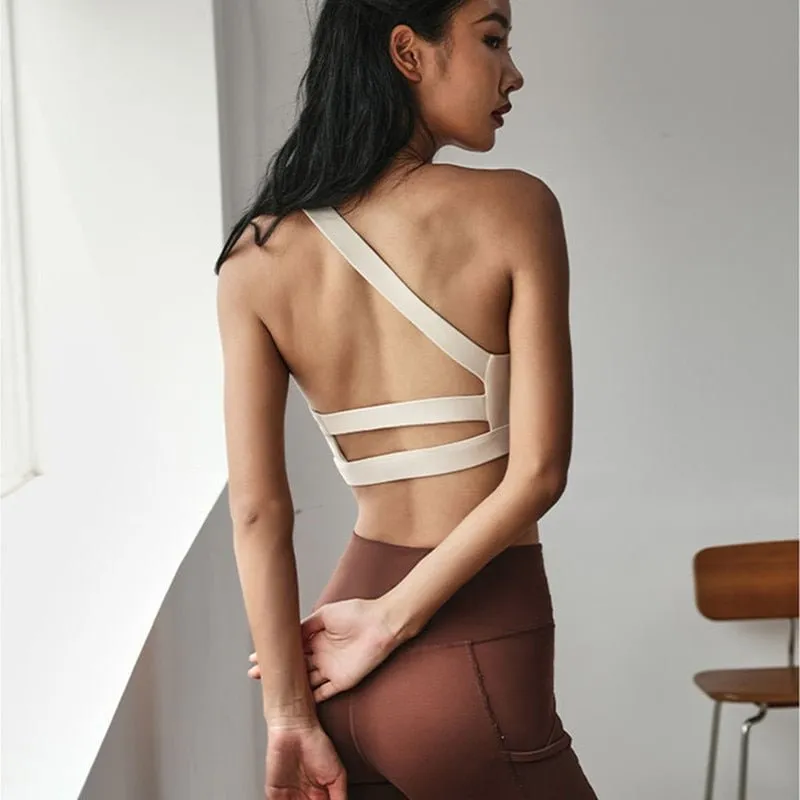 Beautiful Back Tie rope Sports Bra Women Fitness Yoga Bra High shockproof Running Vest-style Sports Bra Gym Workout Training Top