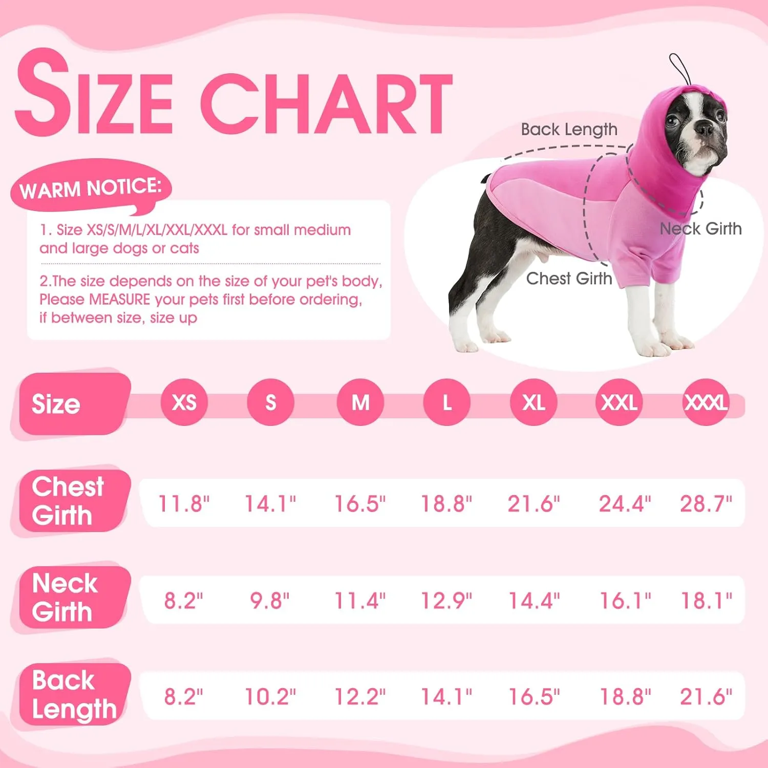BRKURLEG Dog Hoodie with Ear Wraps Dog Turtleneck Sweatshirt Dog Anxiety Calming Hoodie Soft Pullover Elastic Dog Ear Covers Hood for Noise Warm Fleece Dog Sweater for Cold Weather, Pink L