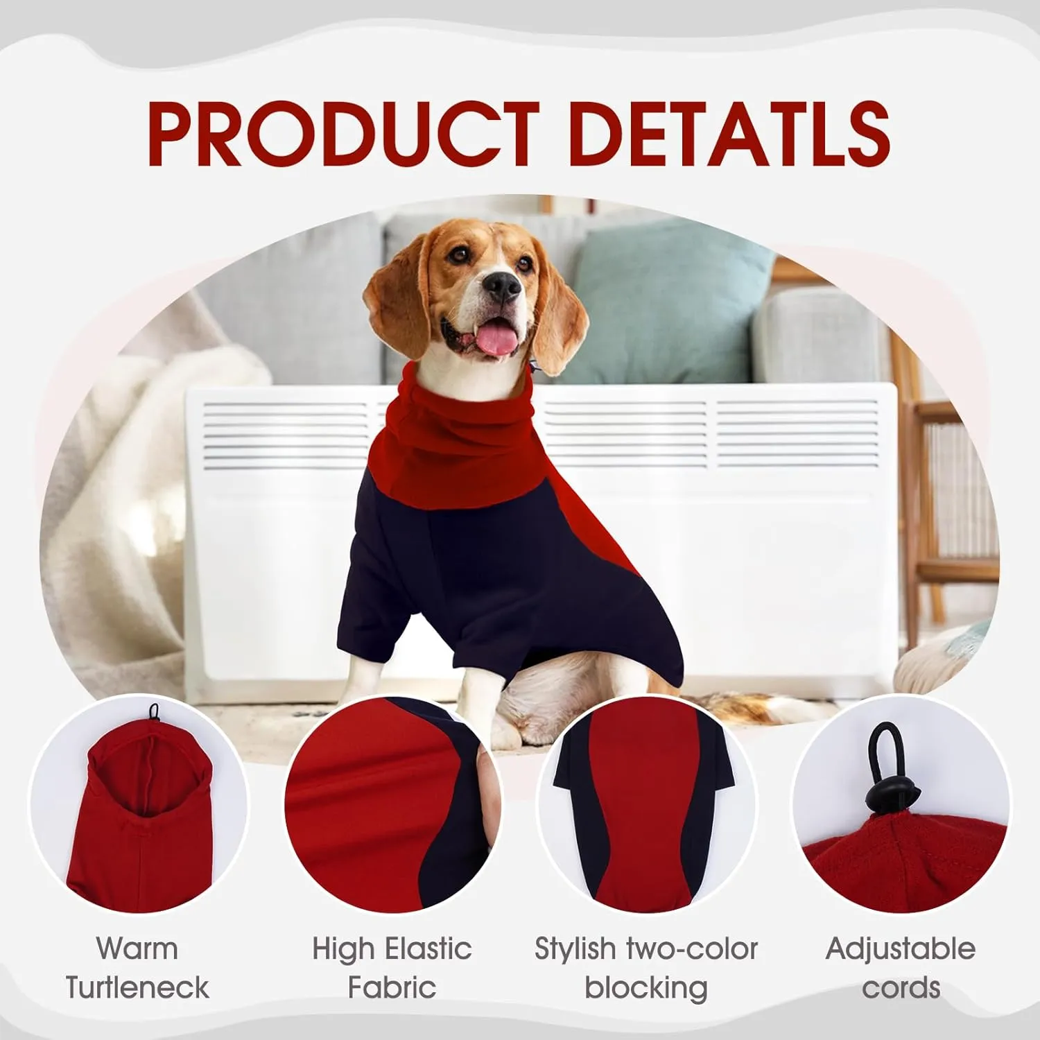 BRKURLEG Warm Dog Hoodie Dog Sweater Dog Anxiety Jacket with Ear Wrap Dog Fleece Shirt Adjustable Quiet Head Cover Sleeves Winter Soft Calming Vests for Dogs and Cats with Earmuffs, Dark Blue L