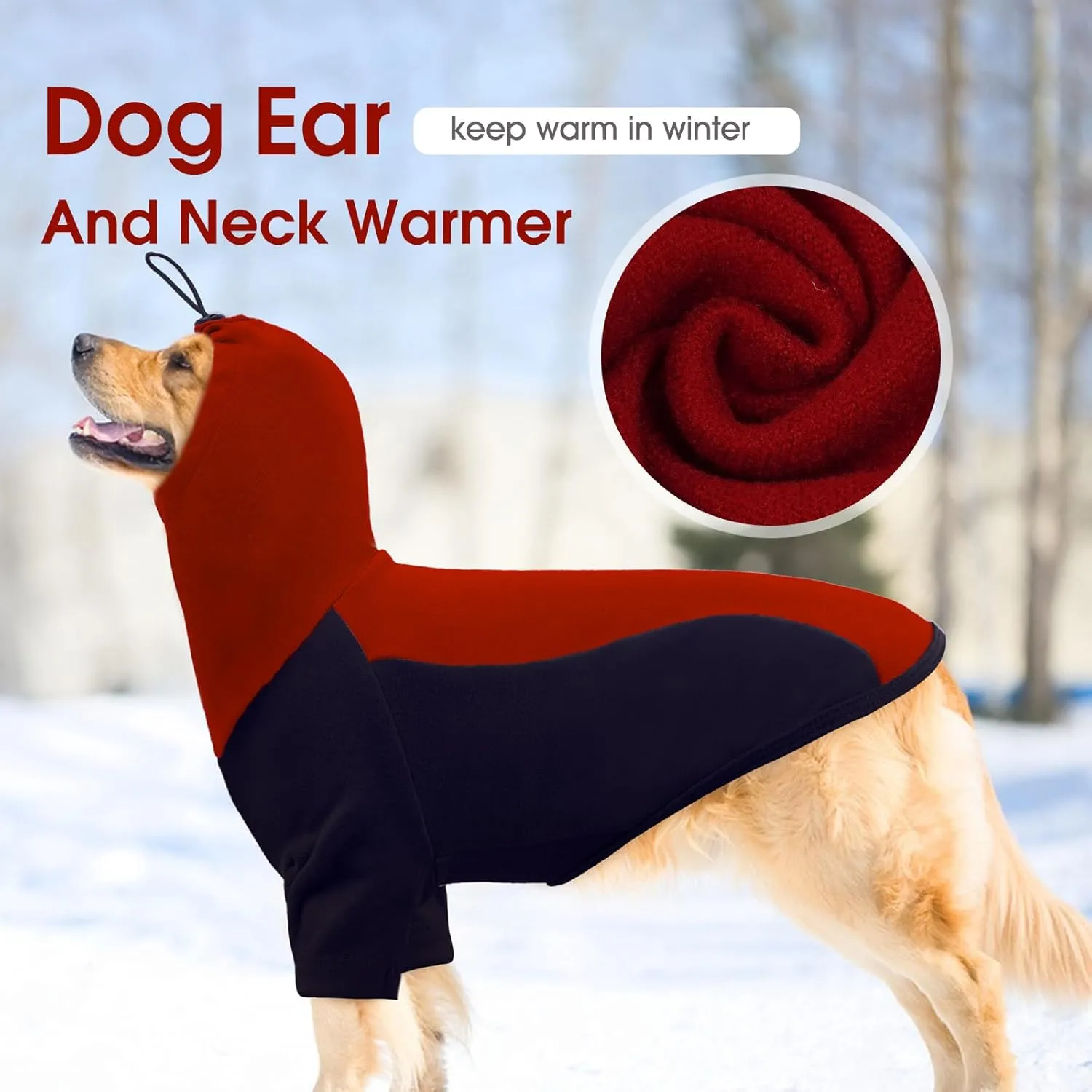 BRKURLEG Warm Dog Hoodie Dog Sweater Dog Anxiety Jacket with Ear Wrap Dog Fleece Shirt Adjustable Quiet Head Cover Sleeves Winter Soft Calming Vests for Dogs and Cats with Earmuffs, Dark Blue L