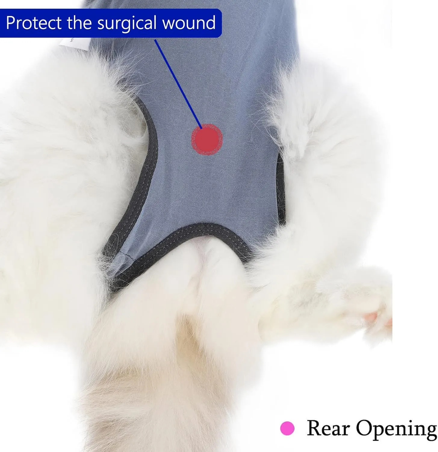 Cat Surgery Recovery Suit Cat Onesie for Cats After Surgery Spay Surgical Abdominal Wound Skin Diseases E-Collar Alternative Wear (Grey-Blue-S)