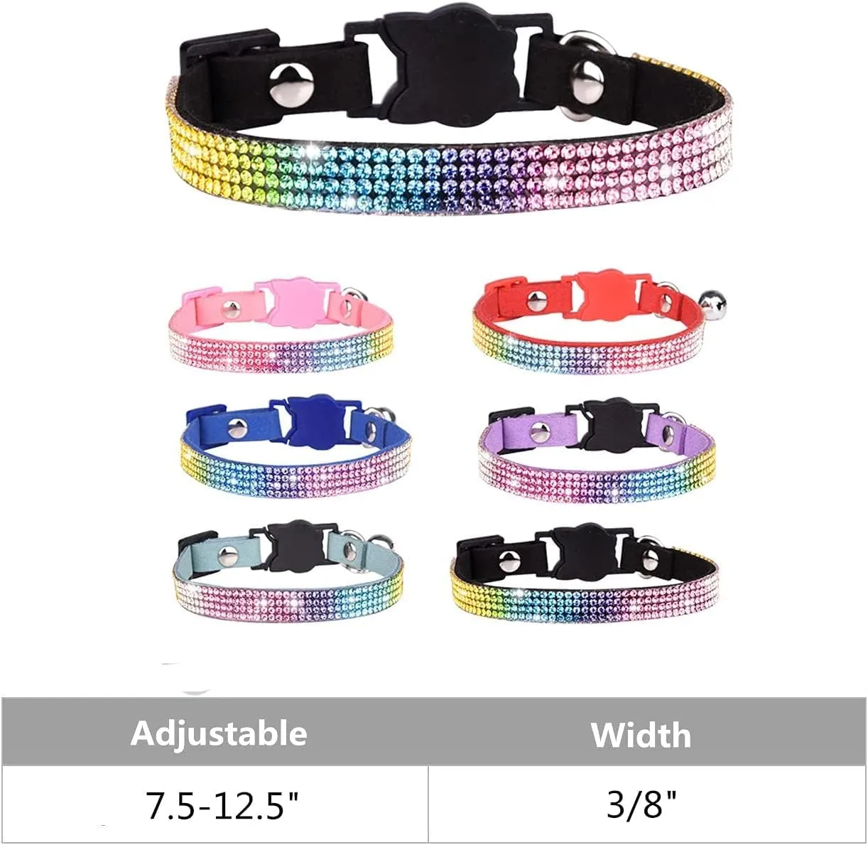 CHUKCHI Cat Collar Breakaway Bling Diamond Rhinestone with Bell Adjustable for Cats and Kitten Girl boy (Red)