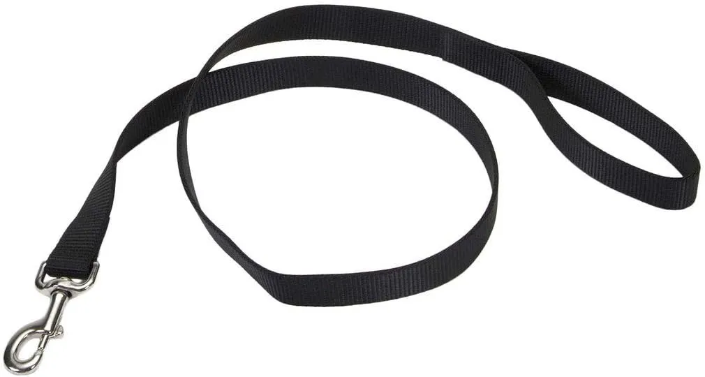 Coastal Pet Single-Ply Dog Leash - Sturdy Pet Leash - Comfortable & Stylish - Resists Fraying - Vibrant & Fade-Resistant Color - Black, 3/4" x 6'