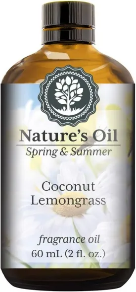 Coconut Lemongrass Fragrance Oil (60ml) for Diffusers, Soap Making, Candles, Lotion, Home Scents, Linen Spray, Bath Bombs, Slime