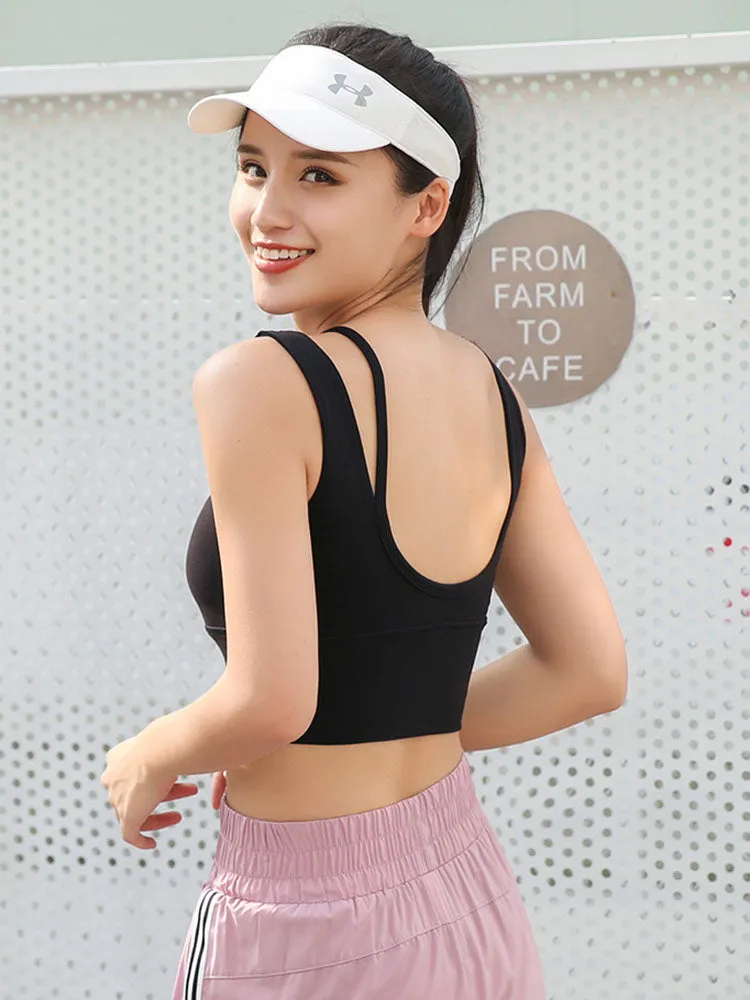 Dance Bra Solid Color Yoga Sports Vest U Neck Push Up Fitness Bra