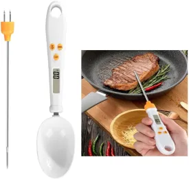 Digital Measuring Spoon, Food Weighing Scale With Temperature Measurement - Smart Electronic Scoop for Kitchen, Dog and Cat Food (Battery Model)