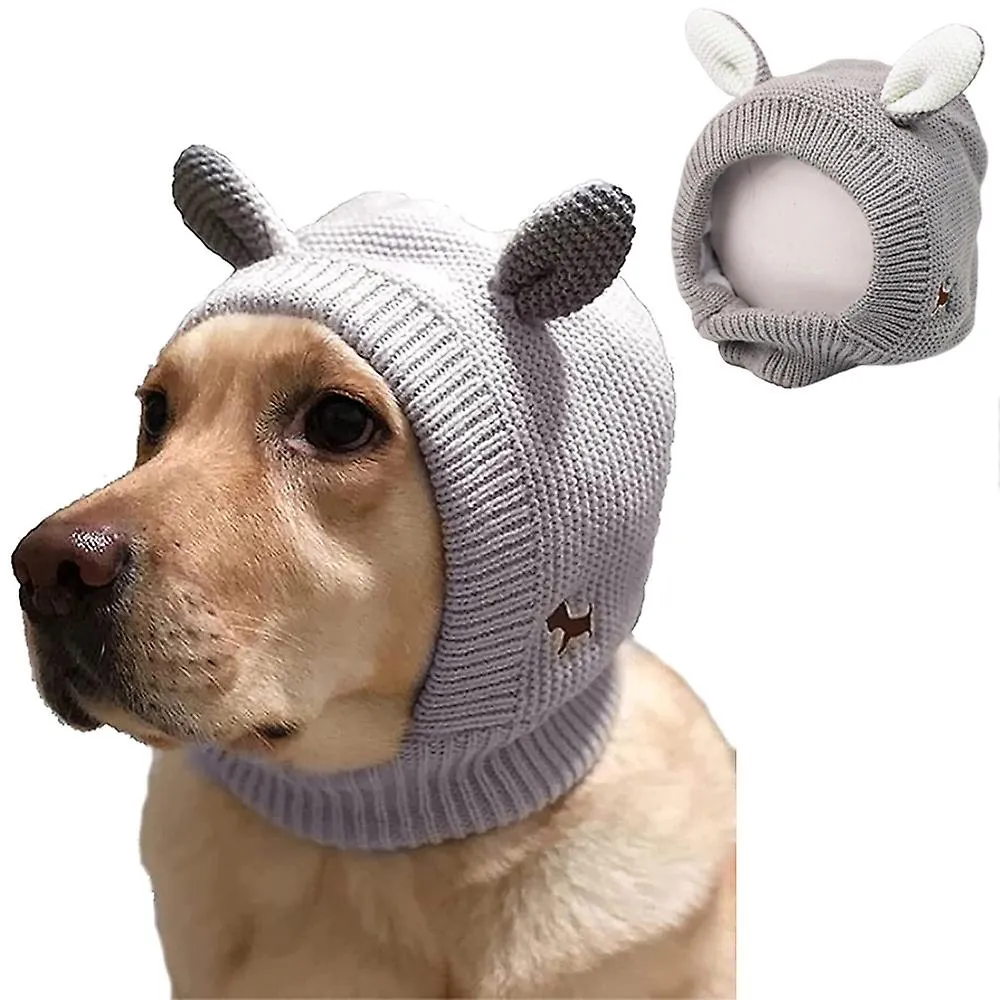 Dog Apparel Dog Cat Knit Beanie Hat Muffs Noise Protection For Anxiety Relief Calming Puppy Winter