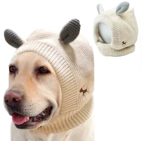 Dog Apparel Dog Cat Knit Beanie Hat Muffs Noise Protection For Anxiety Relief Calming Puppy Winter