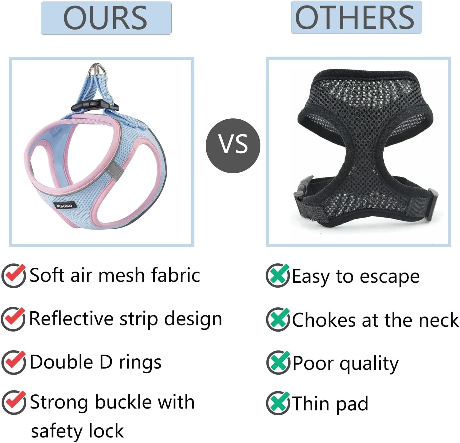 Dog Harness for Small Dogs No Pull, Puppy Harness and Leash Set, Easy Walk Dog Harness for Walking, Blue& Pink, S