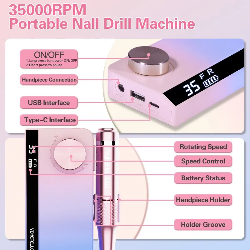 Electric Nail Drill Machine 35000RPM