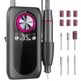 Electric Nail File Machine, 35000RPM Rechargeable Nail Drill, Professional Acrylic Gel Nails Remover with Drill Bits, Portable Efiler Manicure Supplies for Polishing Grinding, Home Salon Use