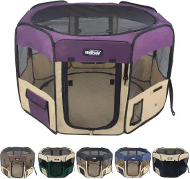 EliteField 2-Door Soft Pet Playpen (2 Year Warranty), Exercise Pen, Multiple Sizes and Colors Available for Dogs, Cats and Other Pets (52" x 52" x 32"H, Purple Beige)