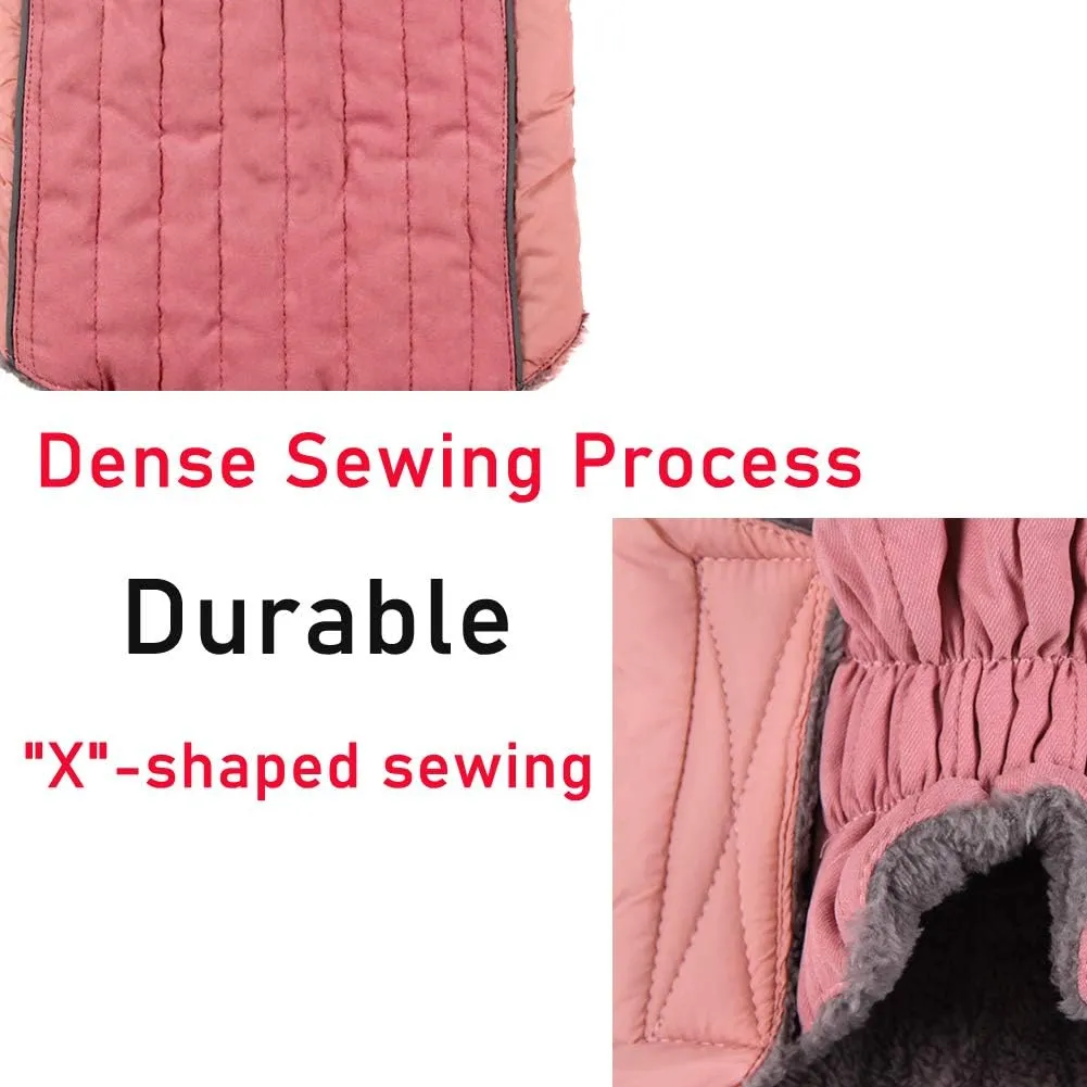 Fleece Dog Hoodie for Medium Dogs Super Warm Doggie Jacket for Cold Winter Dog Coats,Pink L