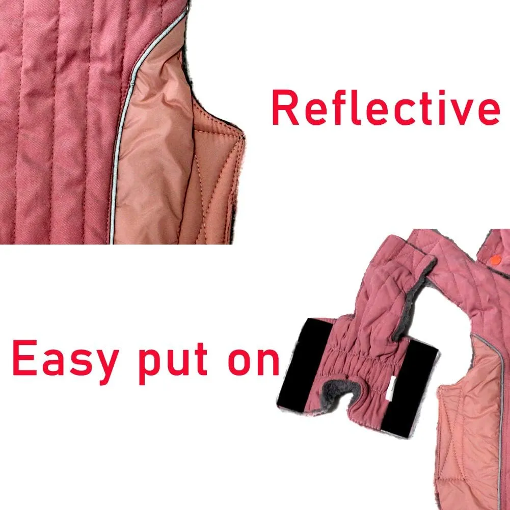 Fleece Dog Hoodie for Medium Dogs Super Warm Doggie Jacket for Cold Winter Dog Coats,Pink L