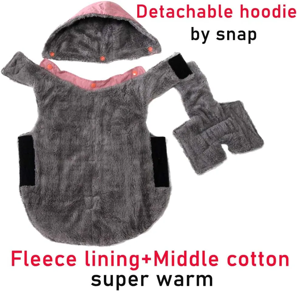 Fleece Dog Hoodie for Medium Dogs Super Warm Doggie Jacket for Cold Winter Dog Coats,Pink L