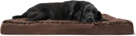 Furhaven Orthopedic Dog Bed for Large Dogs w/ Removable Washable Cover, For Dogs Up to 95 lbs - Ultra Plush Faux Fur & Suede Mattress - Chocolate, Jumbo/XL