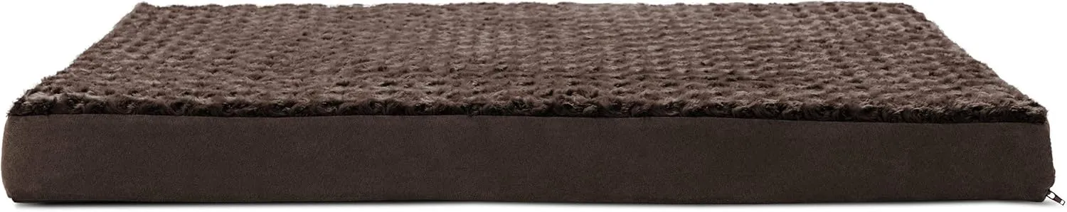 Furhaven Orthopedic Dog Bed for Large Dogs w/ Removable Washable Cover, For Dogs Up to 95 lbs - Ultra Plush Faux Fur & Suede Mattress - Chocolate, Jumbo/XL