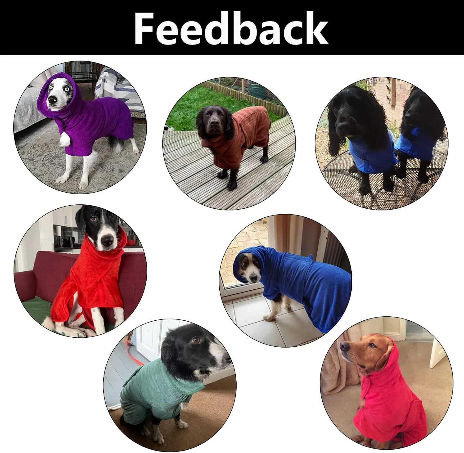 Geyecete Dog Drying Coat - Dog Bathrobe Towel - Microfibre Fast Drying Super Absorbent Pet Cat Bath Robe Towel, Luxuriously Soft Blue XL