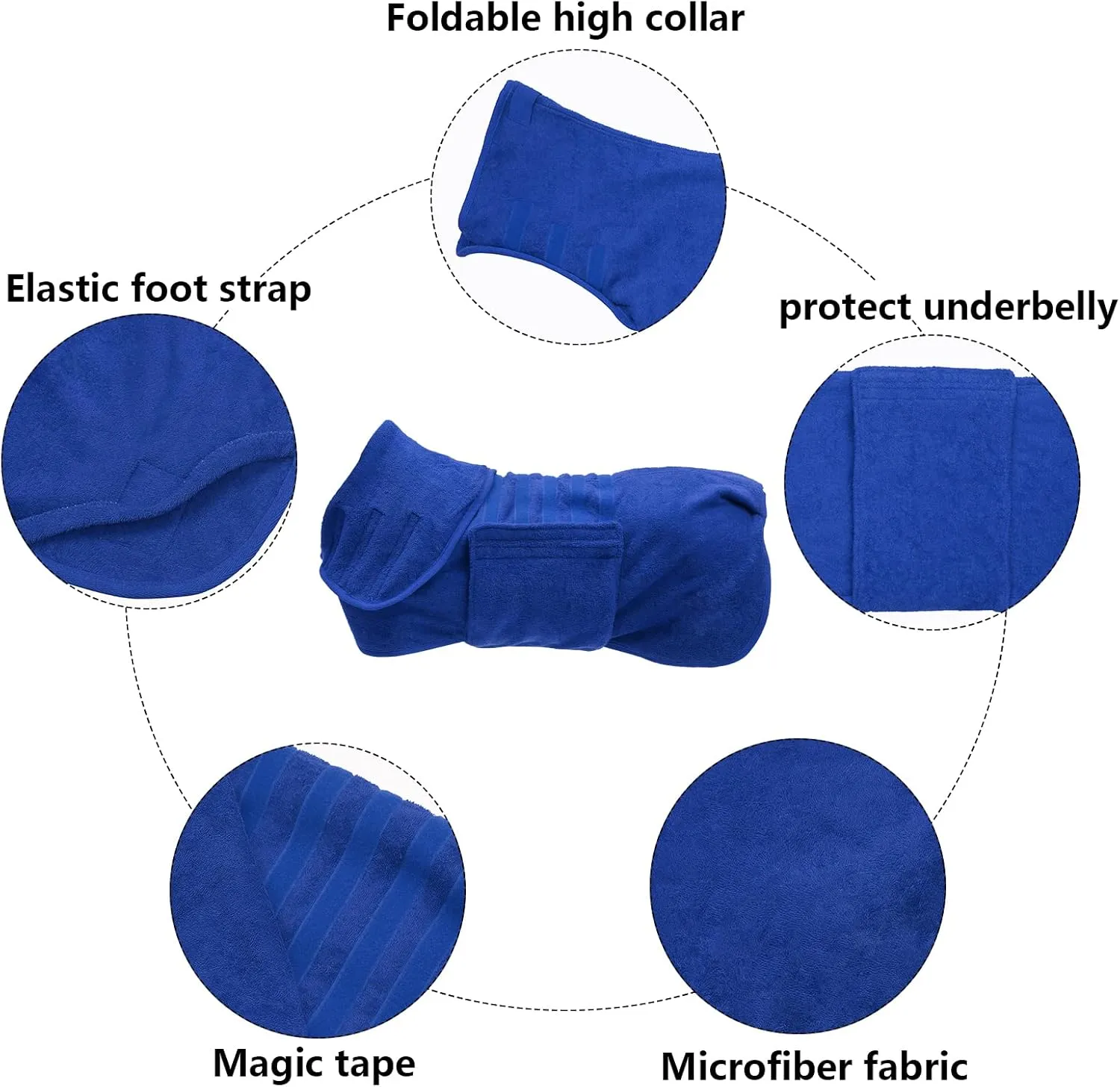 Geyecete Dog Drying Coat - Dog Bathrobe Towel - Microfibre Fast Drying Super Absorbent Pet Cat Bath Robe Towel, Luxuriously Soft Blue XL