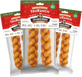 Gingerbread Collagen Braids - 3 Bags, 6 Count, Limited Edition Holiday Stocking Stuffer, Rawhide Free, Healthy Limited Ingredients Dog Chew, Value Pack - Small, Medium & Large Dogs