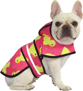 HDE Dog Raincoat Hooded Slicker Poncho for Small to X-Large Dogs and Puppies Pink Ducks - XL