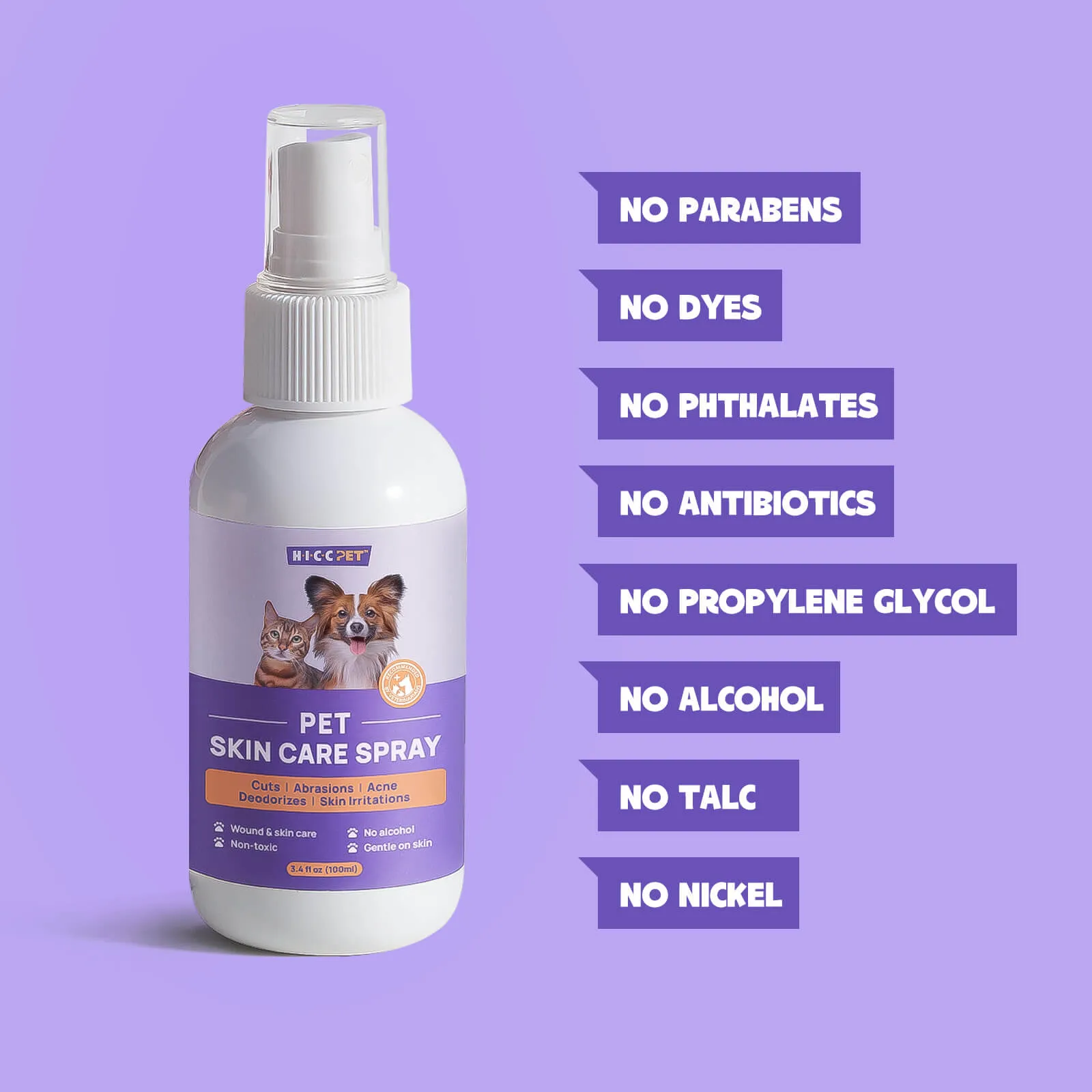HICC Pet® Pet Skin Care Spray For Cats, 3.4 Fl Oz