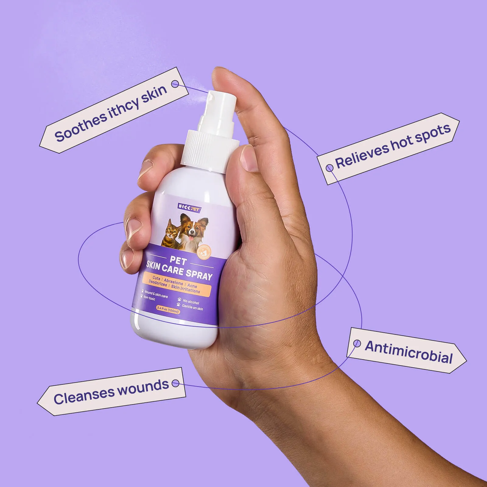 HICC Pet® Pet Skin Care Spray For Cats, 3.4 Fl Oz
