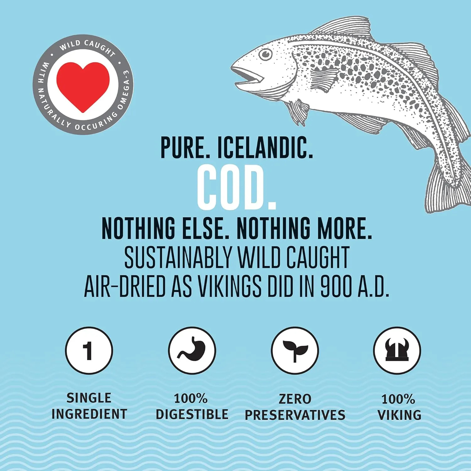 Icelandic  Skin Rolls: Cod - 3oz Bag, Dog Treats, Pure Wild-Caught Air-Dried Fish, Single Ingredient Snacks, Pe Chews, Just The Fish Nothing Else