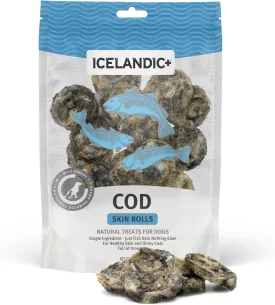 Icelandic  Skin Rolls: Cod - 3oz Bag, Dog Treats, Pure Wild-Caught Air-Dried Fish, Single Ingredient Snacks, Pe Chews, Just The Fish Nothing Else