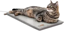 K&H Pet Products Heated Cat Bed Pad for Indoor Cats, Thermo-Kitty Mat Calming Warm Pet Heating Pad for Inside Pets, Machine Washable, Waterproof Heater, Safety Listed - 12.5 X 25in Gray
