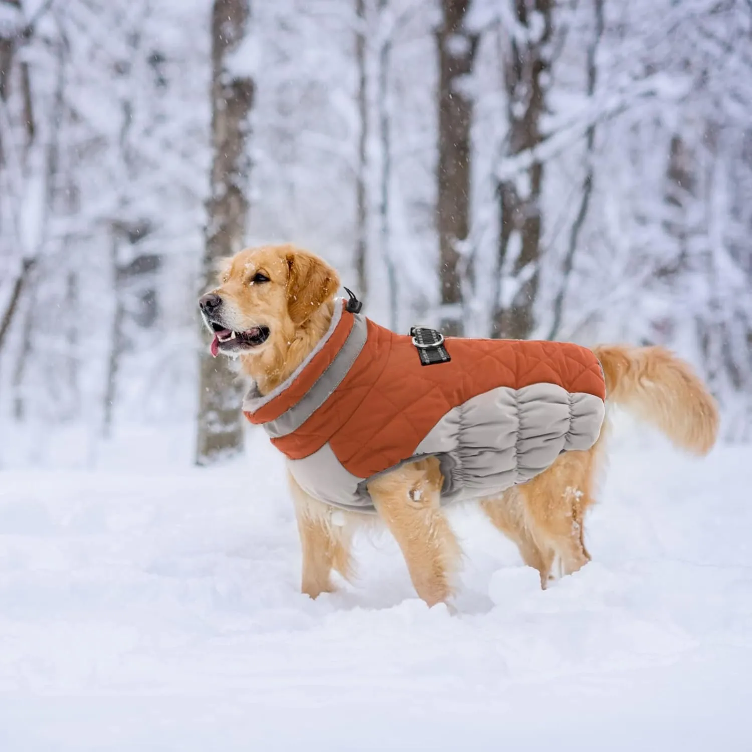 Lelepet Warm Winter Dog Coat - X-Large, Waterproof, Windproof, Reflective, Fleece Vest with Turtleneck & Zipper - Jacket for Large Dogs in Cold Weather, Brown, XL